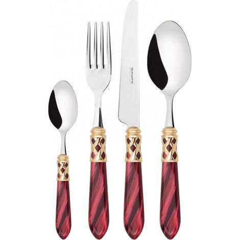 Set posate 24 pezzi in scatola Compact Aladdin ghiera dorata Rosso Madreperla Bugatti (1/2)