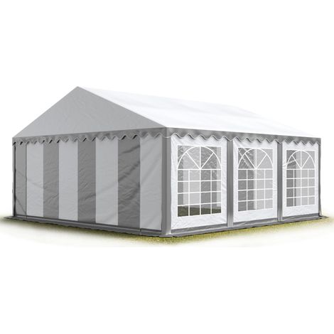 TOOLPORT 4x6 m Marquee Party Tent Heavy Duty PVC 700 N Waterproof Tarpaulin All Year Use Wedding Event grey-white