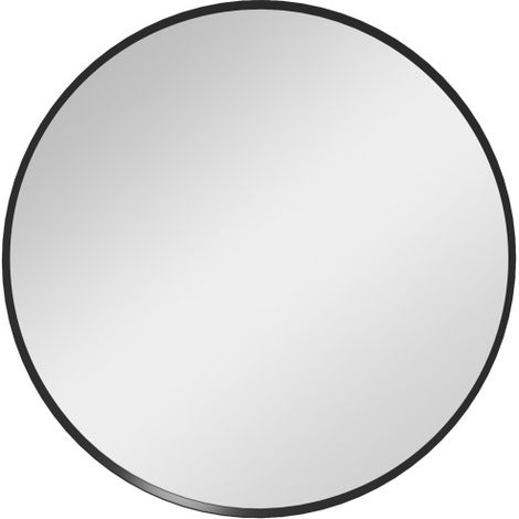 Espejo de pared redondo de 60 x 60 cm para baño, con marco de aluminio. Espejo decorativo para baño, sala de estar, pasillo o dormitorio. Color negro. Disponible en tienda. (1/5)