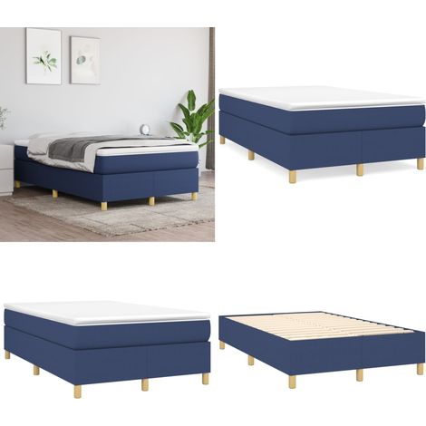 Boxspringbett mit Matratze Blau 120x200 cm Stoff - Boxspringbett - Doppelbett - Betten Blau - Liegekomfort - Matratze - Home & Living (1/5)