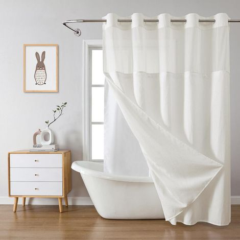 71 inch x 75 inch Thick Double Layer Waffle Shower Curtain, Solid Color Bathroom Shower Curtain, Large Ring, Removable Waterproof Solid Color Bathroom Curtain (1/5)