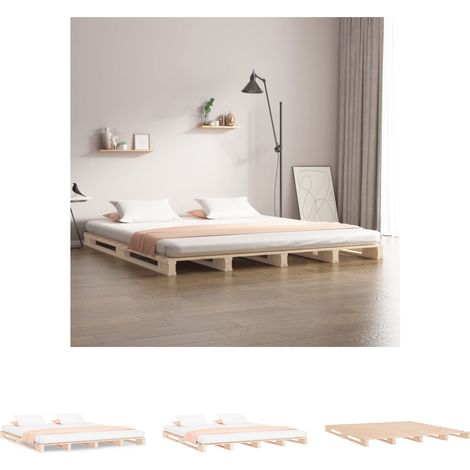 The Living Store Palettenbett 200x200 cm Massivholz Kiefer - Betten & Bettgestelle (1/5)