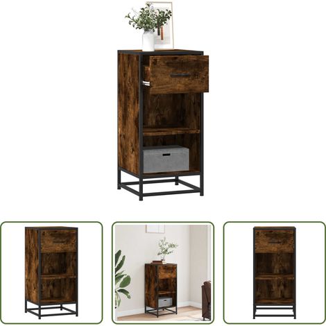 vidaXL Metall -  Sideboard Räuchereiche 35,5x35x76 cm Holzwerkstoff und Metall (1/5)