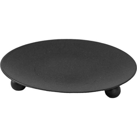 Bougeoir en métal pour bougie pilier, idéal pour décorer une table lors d'un dîner aux chandelles pendant les fêtes.-Black 7cmx1cm (1/5)