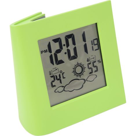 Réveil solaire à double énergie avec prévisions météo (température et humidité) - Vert (1/5)