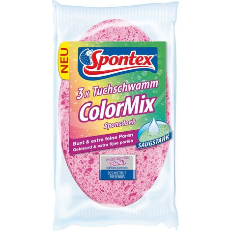 Spugna per pulizia Spontex color mix 3 pezzi resistente morbida (1/3)