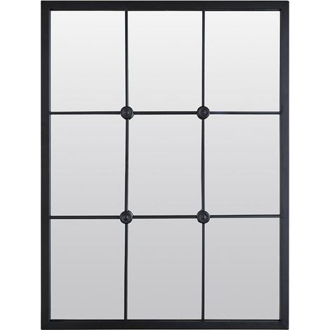 Miroir industriel noir avec cabochons 80x60cm (1/2)