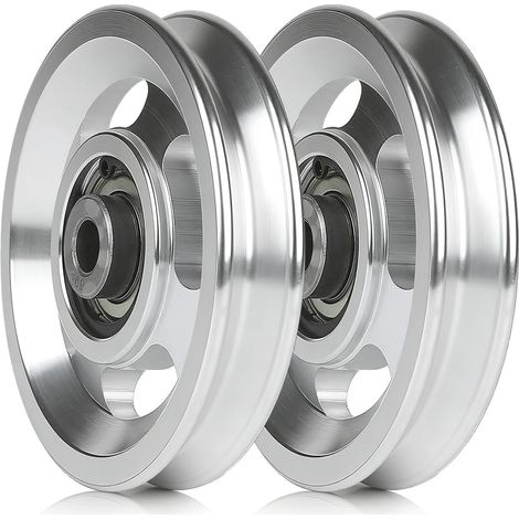Lot de 2 poulies de 95 mm en alliage d'aluminium - Ours 300 kg - Poulie avec roulement à billes pour appareils de fitness - Pièces de rechange (1/5)