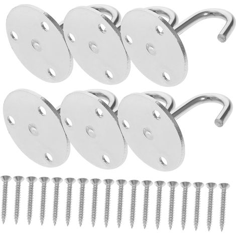 Lot de 6 crochets plafond, inox, pour suspension et à visser (1/5)