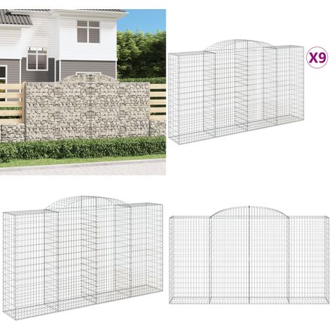 Gabionen mit Hochbogen 9 Stk. 300x50x160/180cm Verzinktes Eisen - Gabionen - Gartendeko - Gartenzubehör - Zaun - Sichtschutz - Home & Living (1/5)
