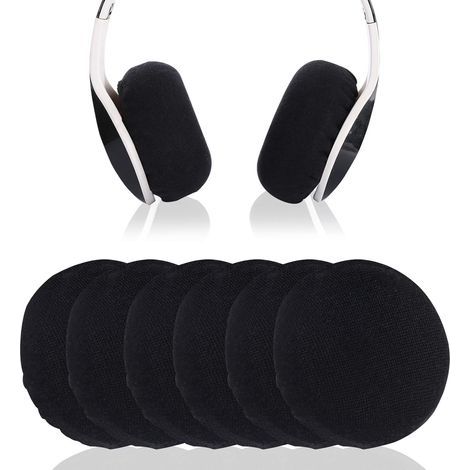 Lot de 6 housses de coussinets pour casque audio, protection anti-transpiration et anti-poussière, compatibles avec les casques de 6 à 7,5 cm (tissu flexible). (1/5)