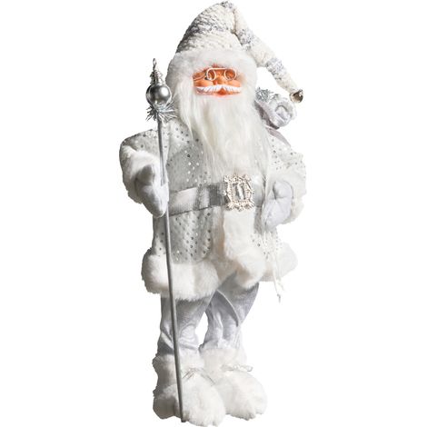 Decoración de Navidad Papá Noel figura de pie adorno navideño plateado Nelaug (1/5)