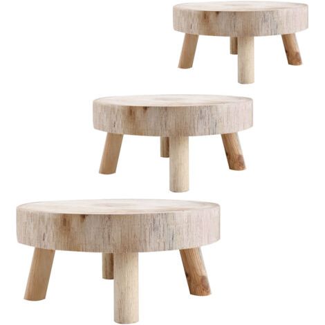 QORVA-Support de pot de fleur en bois massif 149CM – Étagère à plantes 3 niveaux – Finition vintage pour intérieur et extérieur
