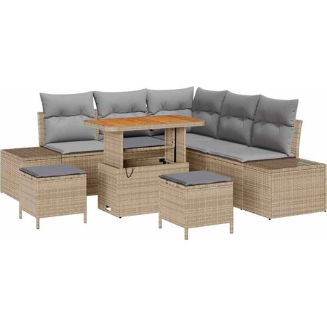 Maison Exclusive - Gartensofa-set 8 Stk. Beige Poly-Rattan (1/5)