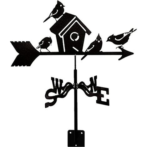 Girouette, girouette en Forme de nichoir à Montage sur Le Toit avec 4 Oiseaux en Fer indicateur de Direction du Vent décoratif pour Cour, Jardin, Ferme pour Un Usage Quotidien (1/5)