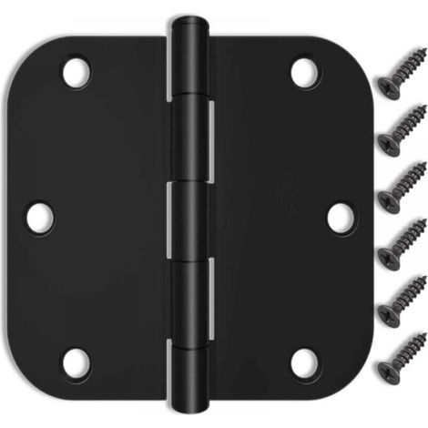 4-Pack 3.5-Inch Door Hinges, Matte Black Door Hinges, Fits Standard Doors/Rooms, Exterior/Interior Doors, Black Finish Hinges, (1/4)