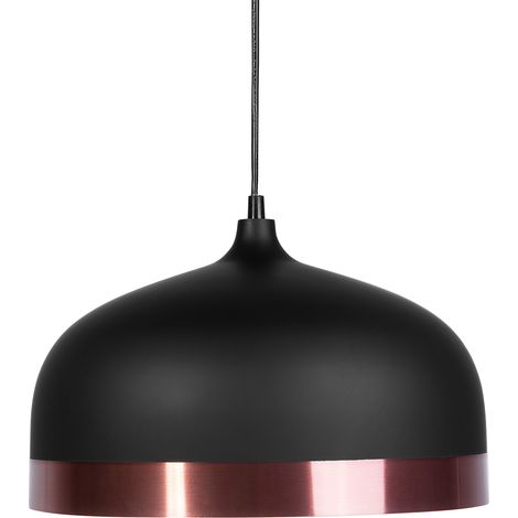 Lámpara colgante con 1 luz pantalla redonda negra elegante Parina