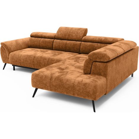 Ecksofa Ottomane rechts Chenille 284x208x79 rostfarben VALENTINAMassivmoebel24 GmbH