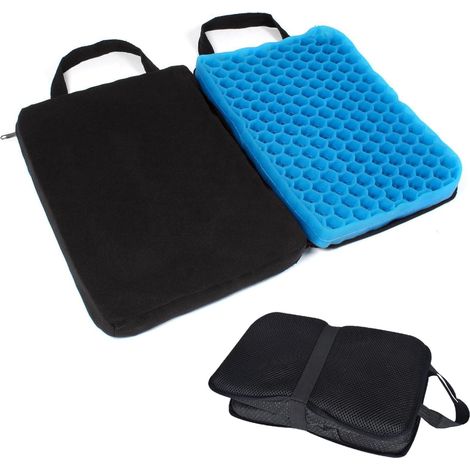 Folding Gel Seat Cushion, Gel Seat Cushion, Non-Slip Breathable for Chairs, Wheelchairs, Office Chairs, Cars, Airplanes, Offices, Home, Travel (Small) (1/5)