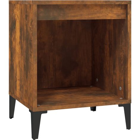 Mesita de noche con compartimento abierto 40 x 35 x 50 cm madera contrachapada marrón y metal DEC033581
