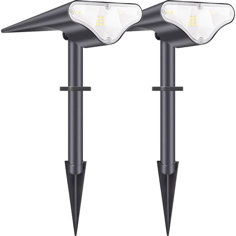 Juego de 2 focos solares LED ajustables 2 en 1, luces con estaca para el suelo y apliques de pared exteriores impermeables, ideales para bodas, fiestas, jardines, pasillos y patios. (1/5)