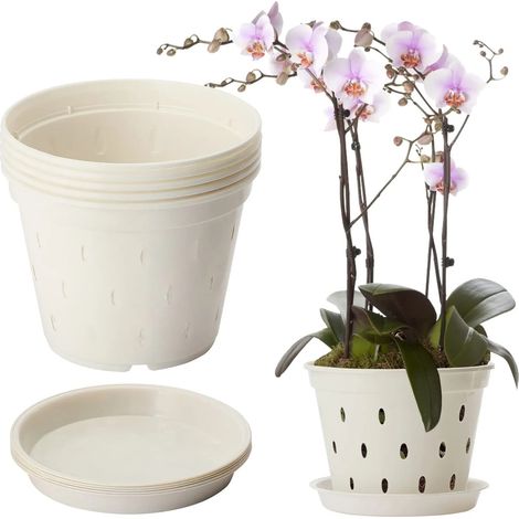 Ensemble de 5 pots à orchidées, jardinières à orchidées (1/5)