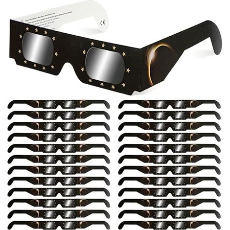 Lot de 25 lunettes d'éclipse solaire – Certifiées EN ISO 12312-2 – Protection UV et IR – Filtres haute définition pour observation solaire – Enlenk