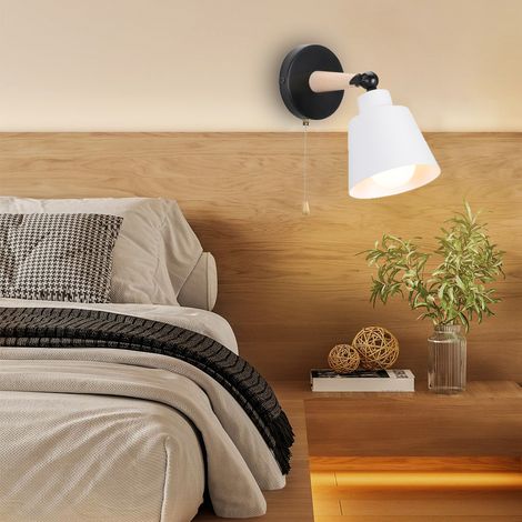 Applique Murale Industrielle Vintage Lampe Murale Métal Bois Éclairage Murale Réglable E27 Ø12CM Blanc - 1Pcs (1/5)