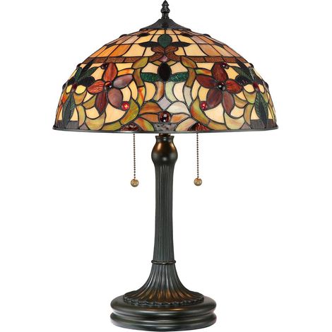 Lampe de table Tiffany 2 lumières – Finition bronze vintage – Indice de protection IP20 – Hauteur 58,4 cm – Culot E27 – Puissance max 60W – Elstead (1/5)