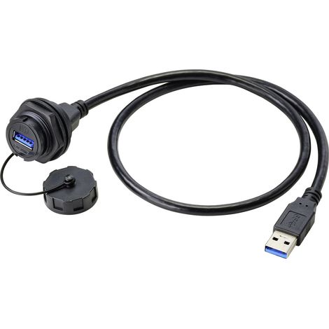 TRU COMPONENTS USB-Einbaubuchse 3.0 Typ A Buchse, Einbau 50 cm IP67   Inhalt: 1 St.