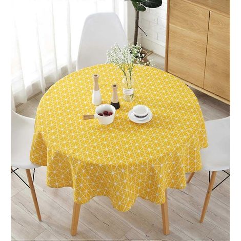 Nouveau produit, nappe ronde en coton et lin, sergé simple, idéale pour la décoration de la cuisine, diamètre 120 cm (1/4)