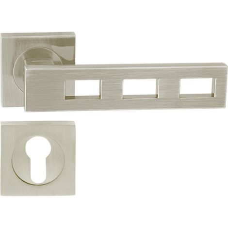 DOMINO Poignée de porte TRE QR M9 PZ Poignée avec plaque PZ pour cylindre profilé Nickel (1/5)