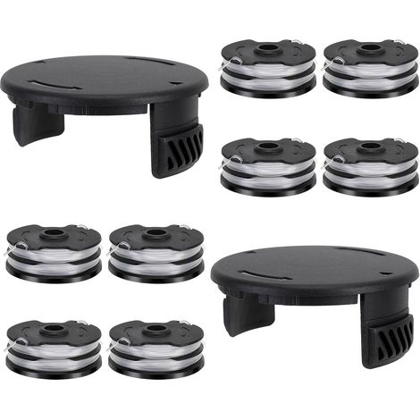 8 Bobine Fil pour Coupe Bordure Compatible avec Parkside 13600210 + 2 Couvercle Piece Detachee pour Parkside Bobine de Fil Pièces Détachées pour LIDL PRTA 20-Li C3 A1B2 PRT 550 A1 A3 PRT 300 A1