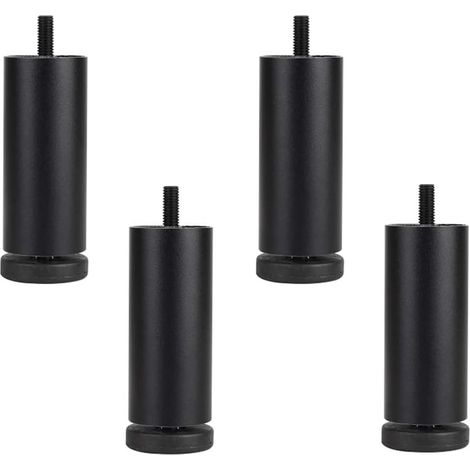 Lot de 4 pieds canapé alliage d'aluminium, réglables, filetés M8, noir, 20 cm (1/5)