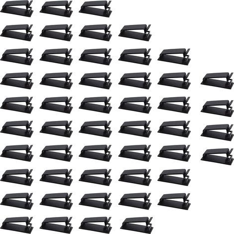 Packung mit 50 selbstklebenden Kabelclips, Kabelorganisator und Kabelmanagementsystem für Fernseher, Laptop, Büro, Acryl-Kleberückseite (1/5)