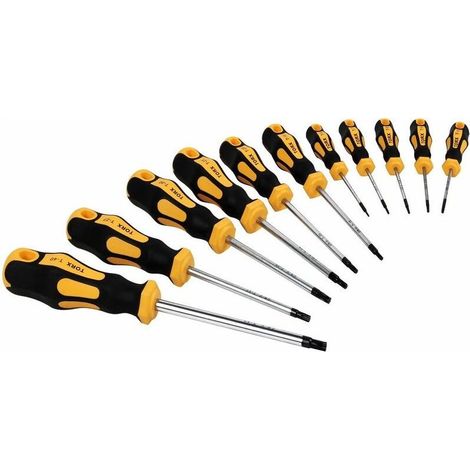 Set de tournevis Torx 11 pièces – Acier chrome vanadium – Pointe magnétique – Poignée antidérapante pour vis Torx (1/5)