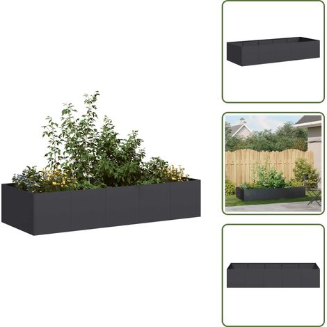 vidaXL Jardinière noir 200x80x40 cm acier (1/5)