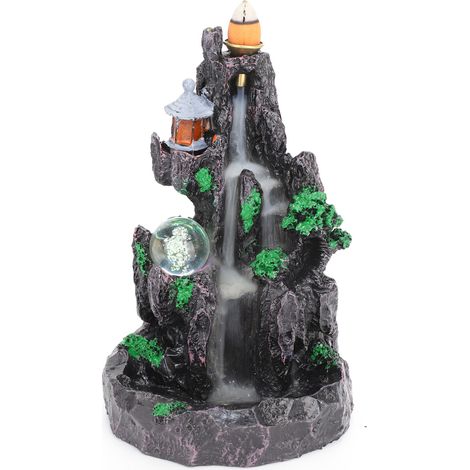 Socle brûleur d'encens unique en forme de paysage inversé, en résine, avec ampoule LED, un objet de décoration pour la maison. (1/5)