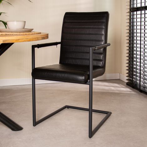 Chaise de salle à manger industrielle noire Bras - Avec accoudoir (1/5)