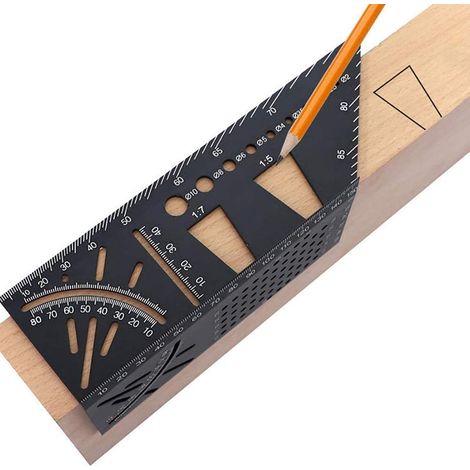 JSSEVN - (21.57.26.2CM) Aluminum Alloy Square Measuring Ruler for Woodworking - 3D Miter Angle Measuring Tool 45 to 90 Degrees Carpenter's Ruler, Gifts for Men, Dads, Husbands (1/5)