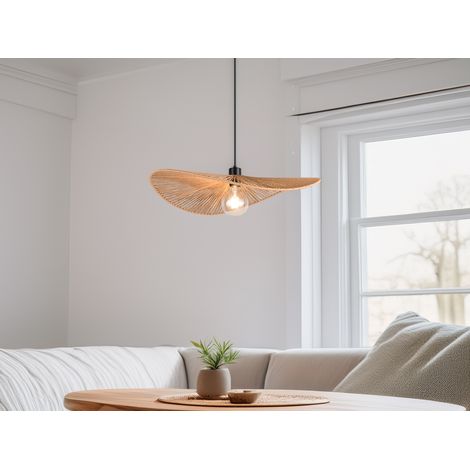 Große LED Pendelleuchte geflochten aus Papiergarn, Lampenschirm Ø 58cm (1/5)