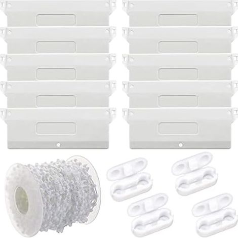 Lamellenvorhang Beschwerungsplatten 10 PCS Lamellenvorhang Ersatzteile 127mm mit 10m Kette Rollokette + 4 Kettenverbinder für Vertikaljalousie Gewichten Lamellen Vorhang Tür Fenster Zubehör Weiß (1/5)