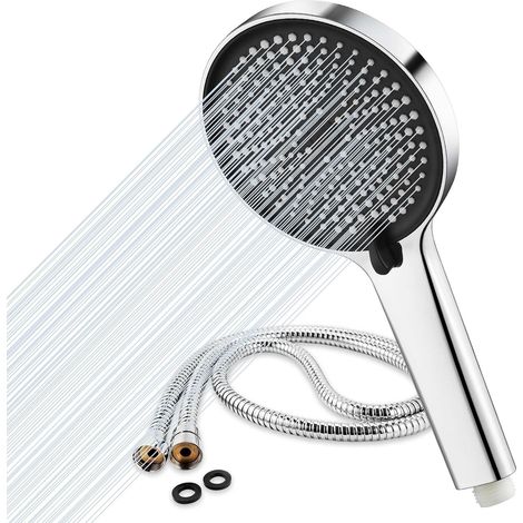 Pommeau de douche et tuyau 2 m, pommeaux de douche haute pression avec 5 modes de pulvérisation, renforcement universel de la force pour une faible pression d'eau (1/5)