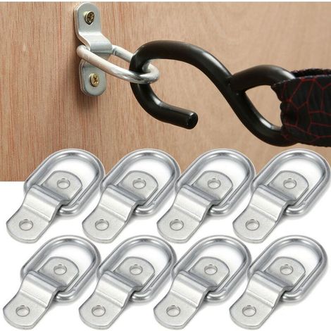 EASYCOMFORT Lot de 8 anneaux d'arrimage en acier inoxydable argentés pour remorque, van, bateau, camion et tout-terrain – cordes de box (1/4)