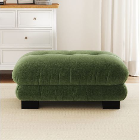 Sofá modular con otomanas, estilo vintage, chenilla verde (1/5)