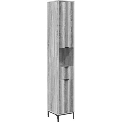 Bathroom Cabinet with Drawer Grey Sonoma 31.5 x 33 x 190 cm vidaXL (1/5)
