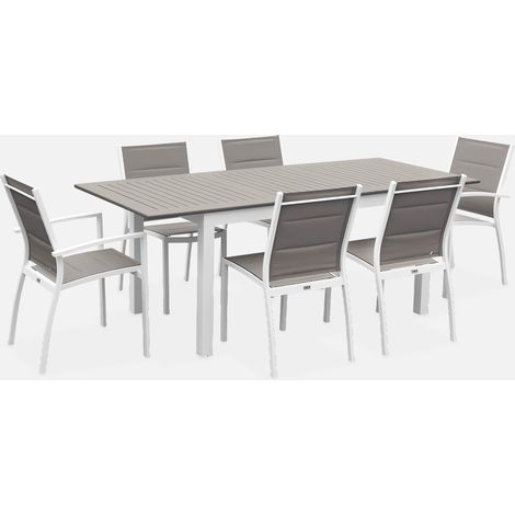 Set tavolo da giardino allungabile in alluminio con 6 sedie