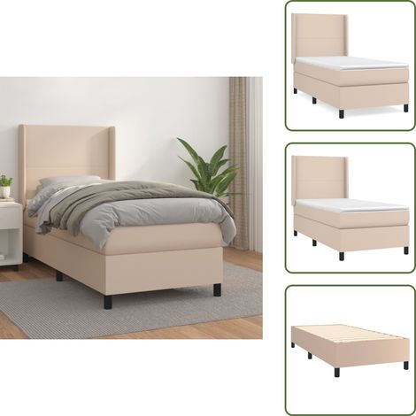 Sommier à lattes de lit avec matelas Cappuccino 90x200 cm - Lit Plateforme - Lit Double - Literie - Chambre À Coucher - Meuble De Rangement (1/5)