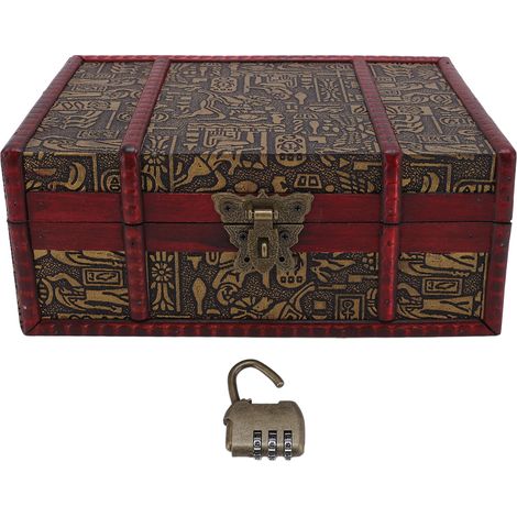 Coffret de rangement vintage en bois, coffre décoratif de bureau, étui à bijoux et cosmétiques avec serrure pour collection de perles et de pièces de monnaie, accessoire photo (1/5)