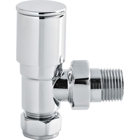 Angled Round Modern Radiator Valves, Sold in Pairs - Chrome